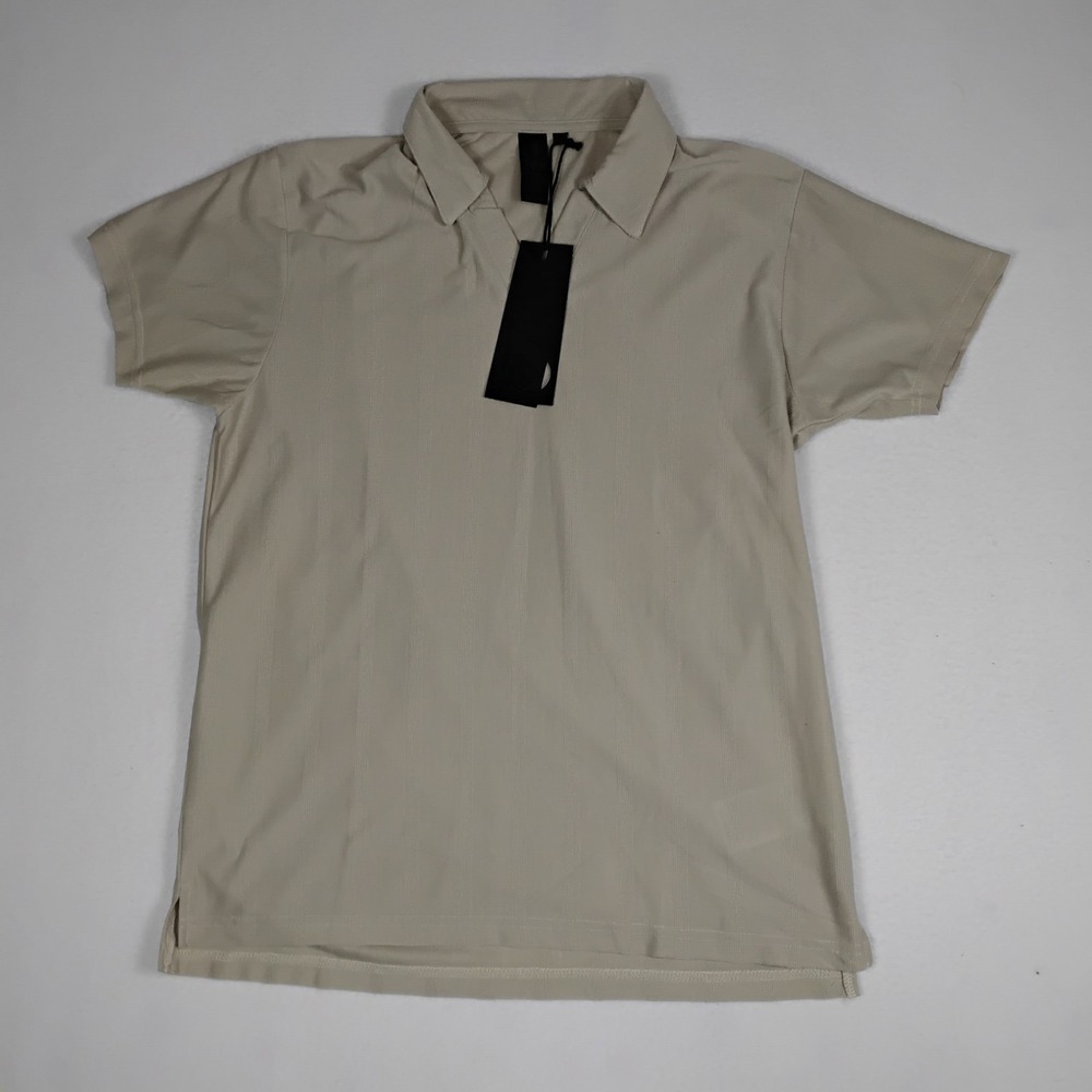 Soul Star England Mens M Cream Textured Polo Shirt Short Sleeve Casual NWT